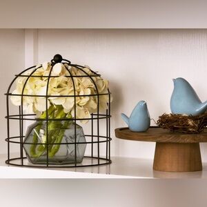 Decor bird cage with 2 blue birds